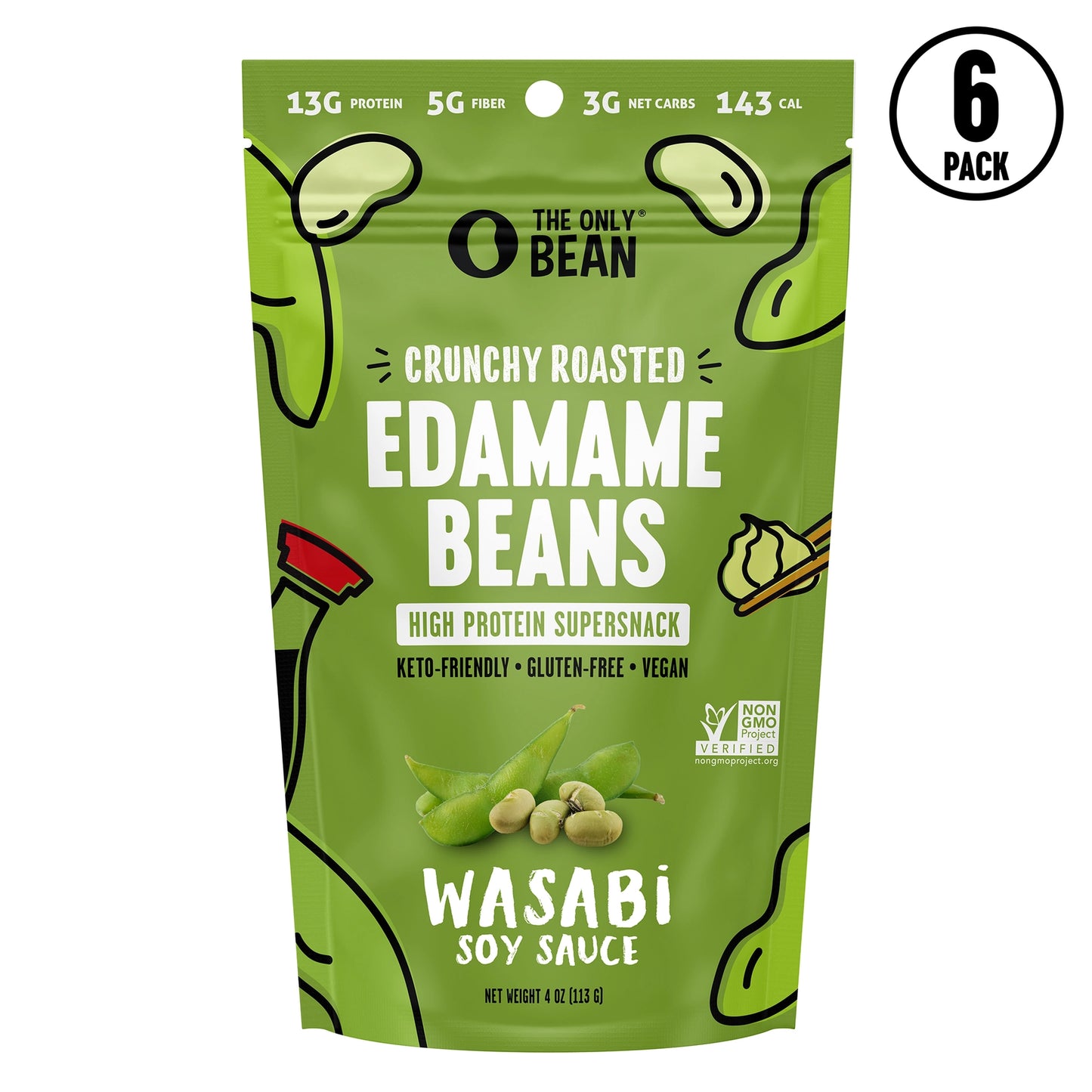 The Only Bean - bCrunchy Edamame Bean Snack Wasabi Soy Sauce