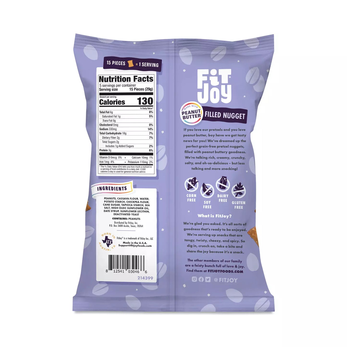 Fit Joy - Grain Free Pretzel Nuggets, Peanut Butter