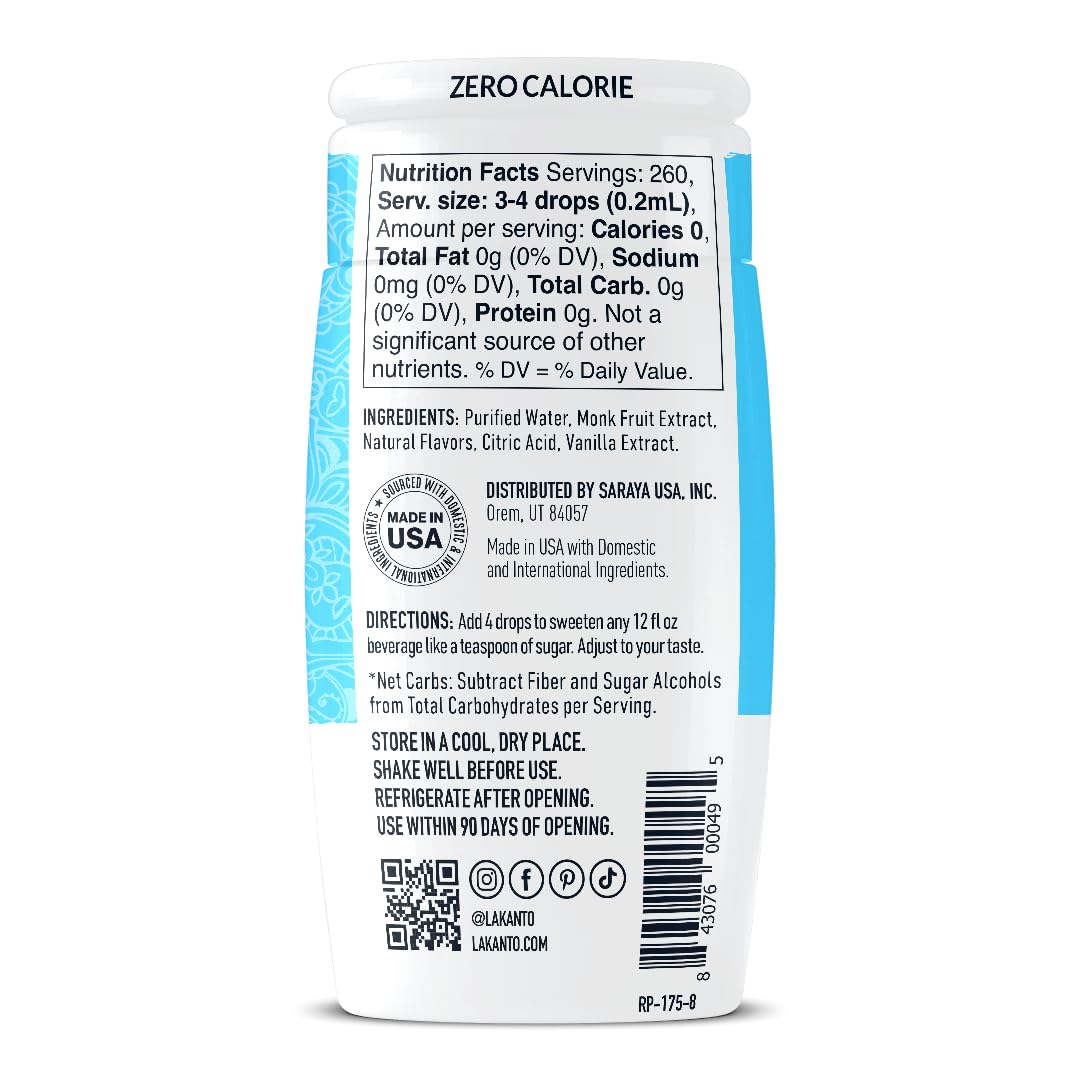 Lakanto - Monk Fruit Sweetener Drops, Vanilla