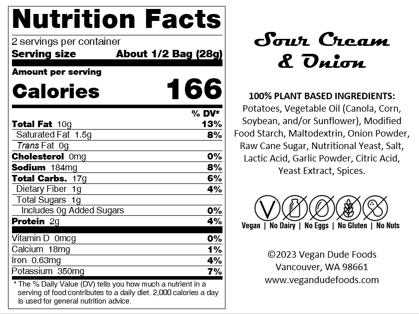 Vegan Dude - Sour Cream & Onion Chips
