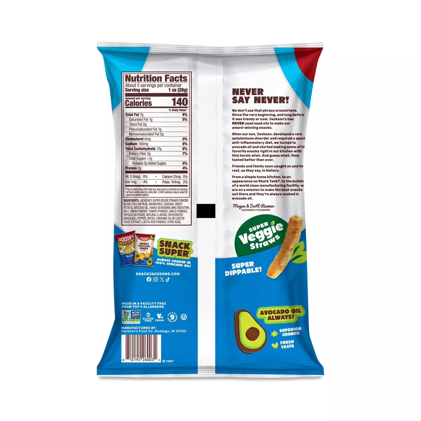 Jacksons - Super Veggie Straws Cheddar