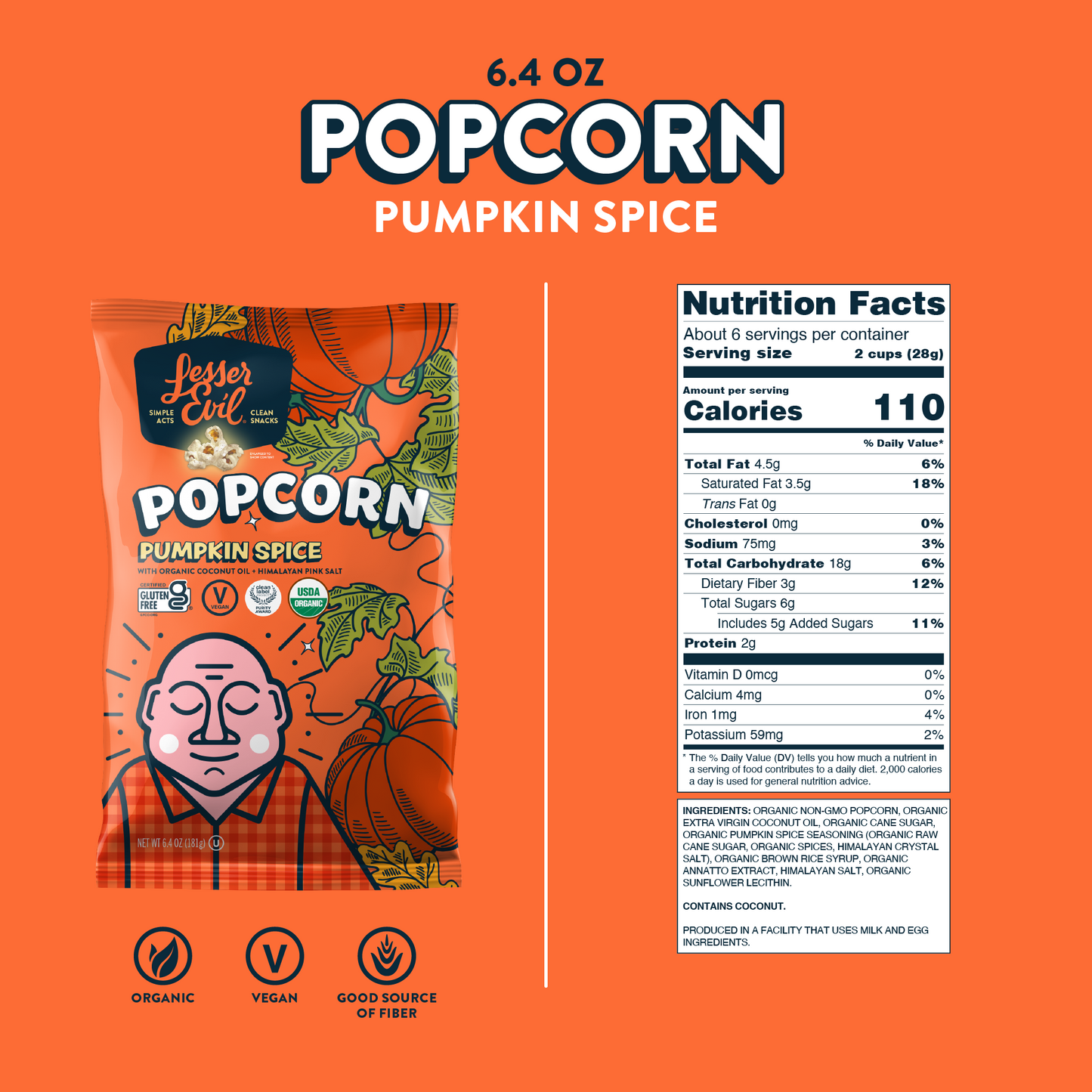 Lesser Evil - Organic Pumpkin Spice Popcorn