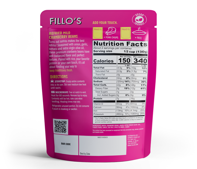 FILLO'S - Refried Mild Cranberry Beans