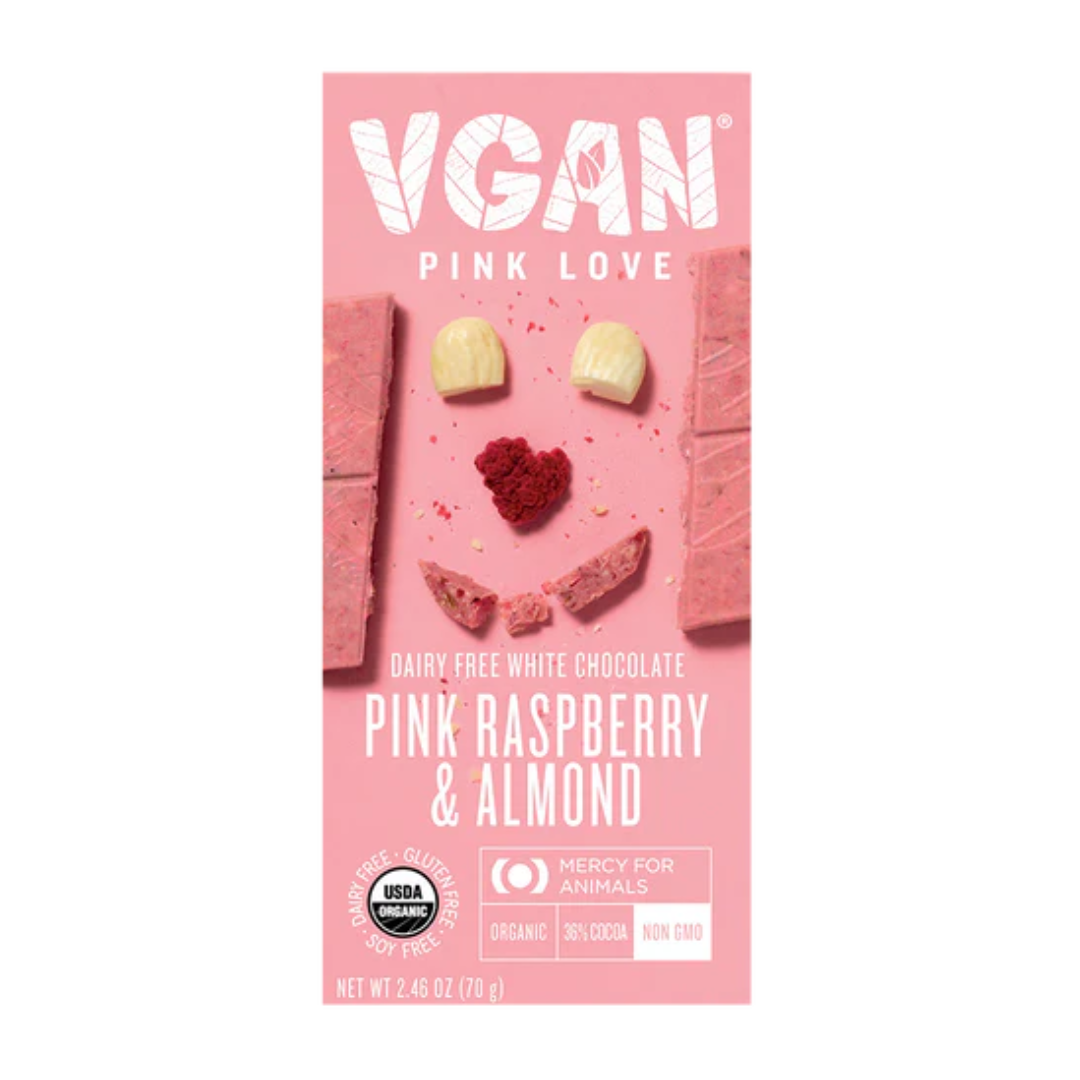 VGAN Chocolate - Pink Raspberry & Almond White Chocolate