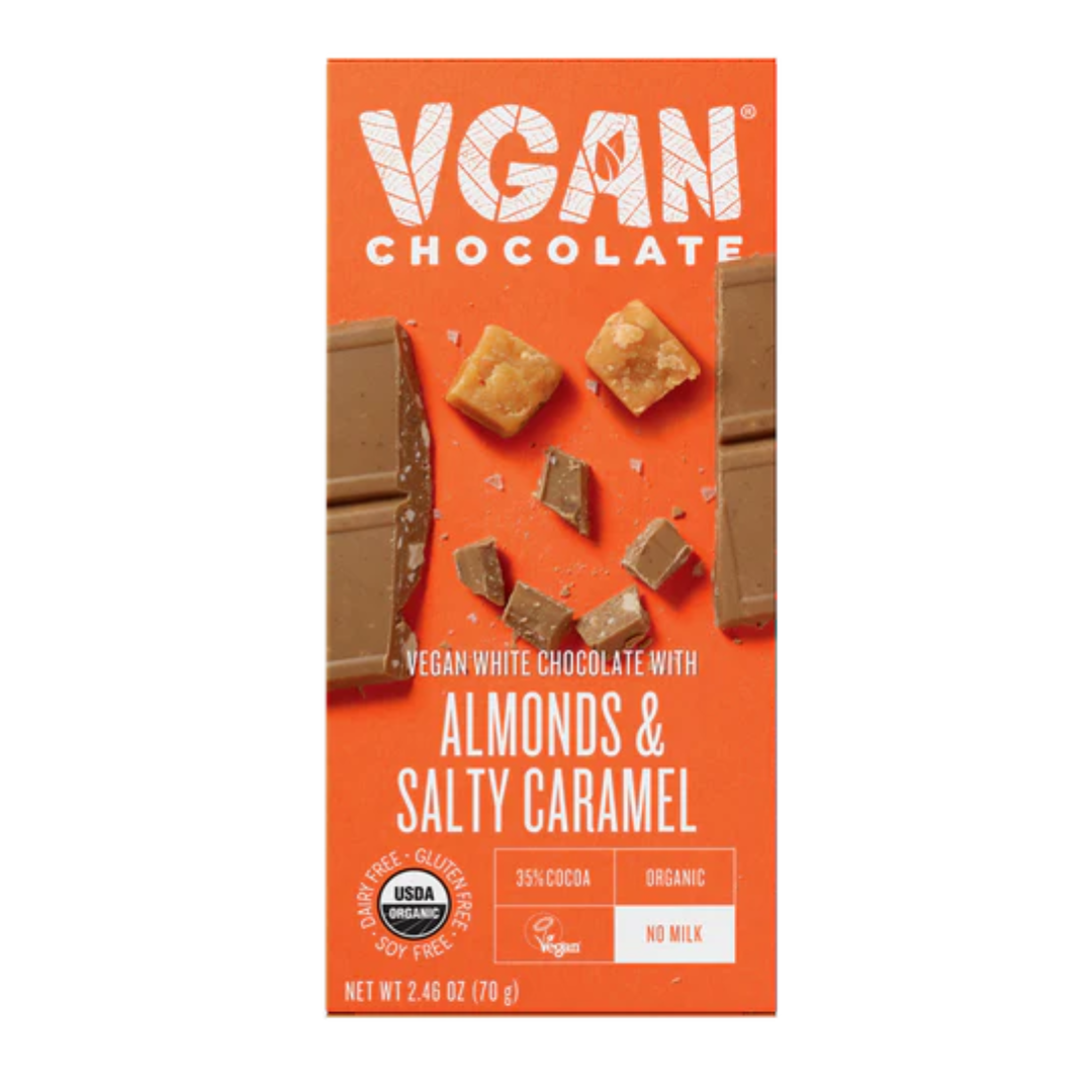 VGAN Chocolate - White Chocolate Almonds & Salty Caramel