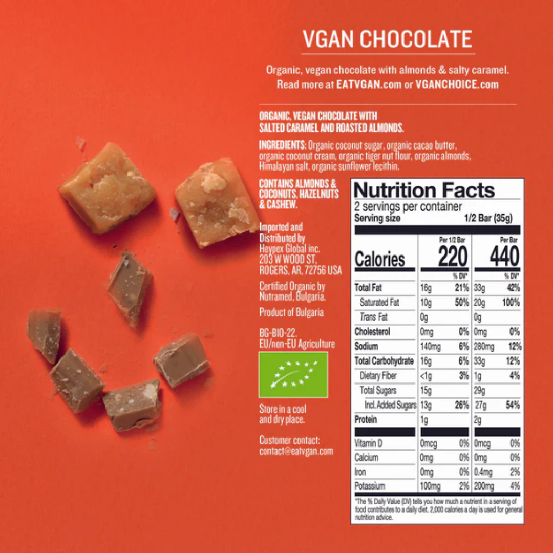 VGAN Chocolate - White Chocolate Almonds & Salty Caramel